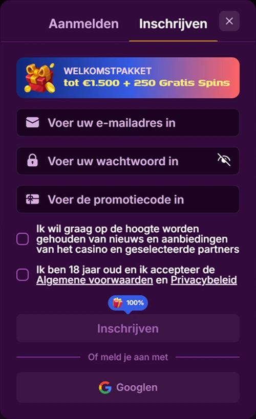 Duckysino registratie met welkomstpakket: 100% bonus & 250 spins
